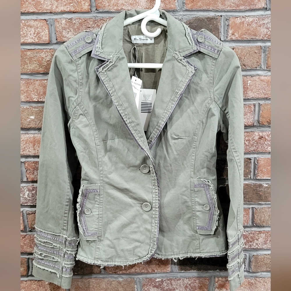 NWT Ben Sherman Embroidered Green and Silver Jacket- XS